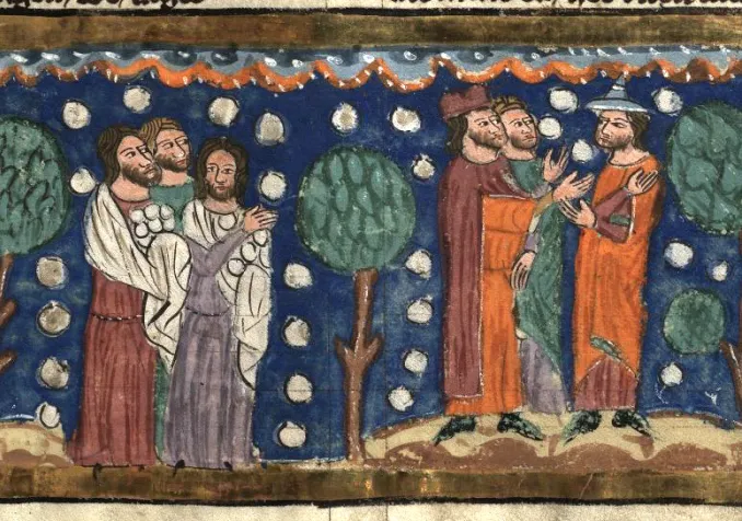 Miniature représentant la pluie de manne (1350-1375, artiste inconnu) © Public domain, via Wikimedia Commons